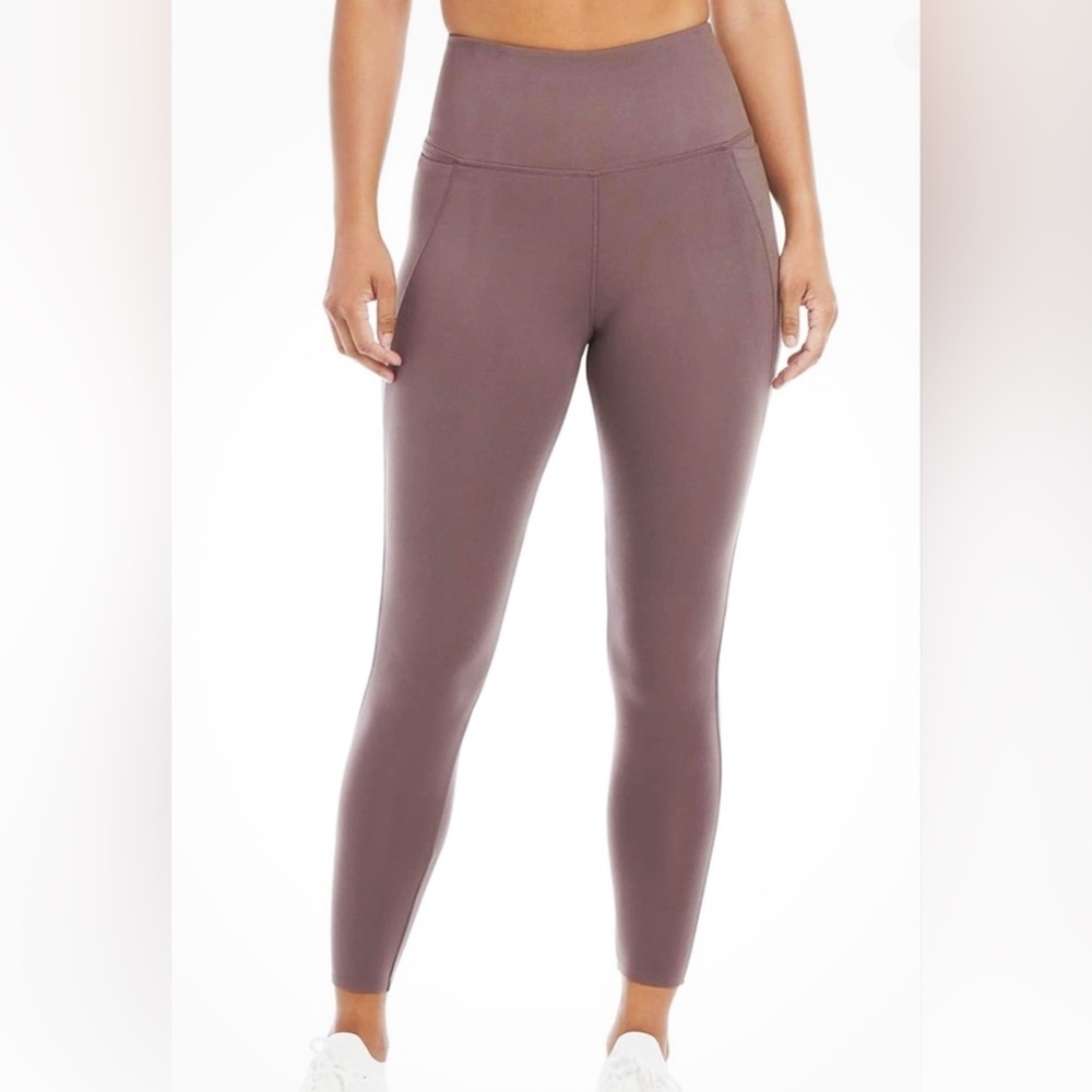 Danskin High Rise Bonded Legging Plum Mauve Truffle Moisture Wicking Control NWT